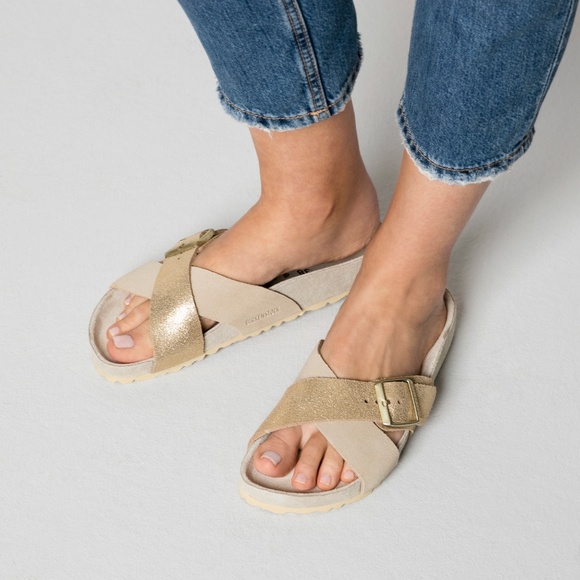 Birkenstock Shoes - Birkenstock Siena Taupe & Gold